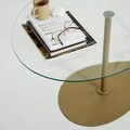 Masuta de cafea, Neostill, Porto, 90x40x60 cm, Sticla temperata, Transparent/Auriu