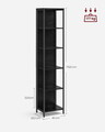 Biblioteca cu 6 niveluri si iluminare LED, Vasagle, 40x30.3x178 cm, PAL/otel, negru abanos