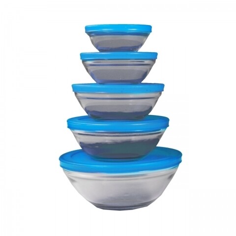 Set 5 caserole de sticla Jocca Blue Lid
