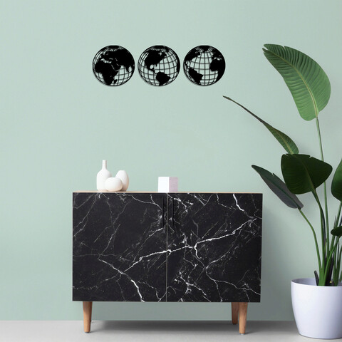 Decoratiune de perete, world map metal decor 3, metal, dimensiune: 42 x 41 cm, negru