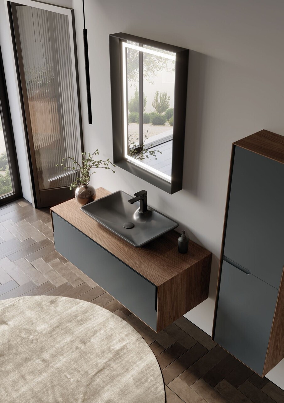 Set Dulap de Baie cu Chiuvetă și Oglindă (2 Piese), Hanah Home, Craft 120, Nuc / Antracit — imaginea 5
