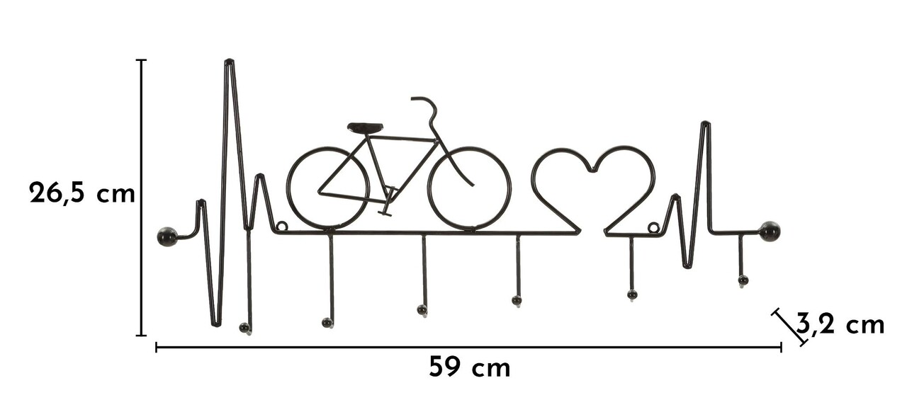 Cuier de perete, Mauro Ferretti, Bicycle, 59x3.2x26.5 cm, metal, negru - imagine 6