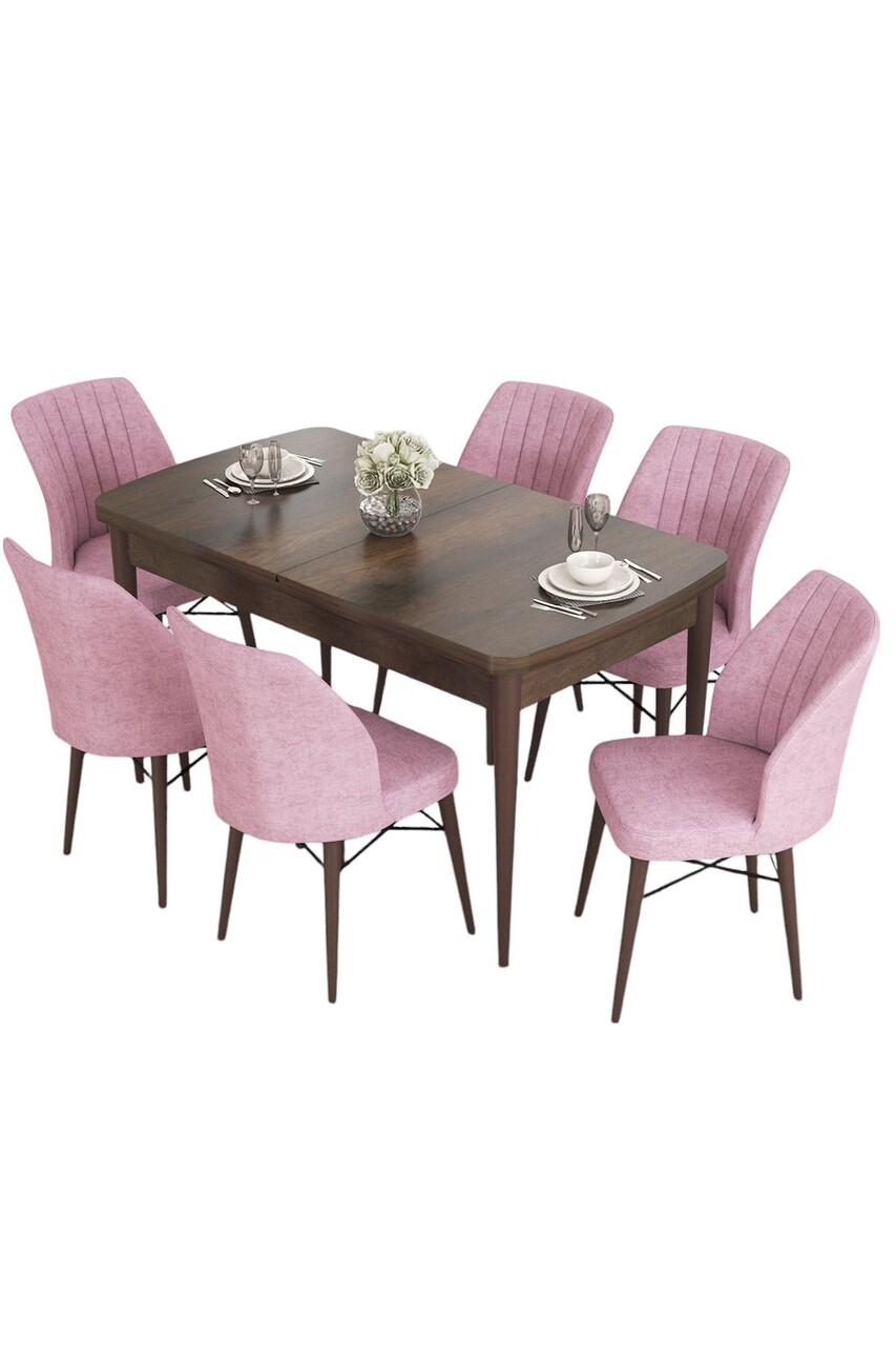 Set masa extensibila si scaune, Hanah Home, Eva, Baroc / Roz - view 2