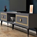 Comoda TV, Olivia, Nil, 150x44.6x29.6 cm, PAL, Antracit / Aur