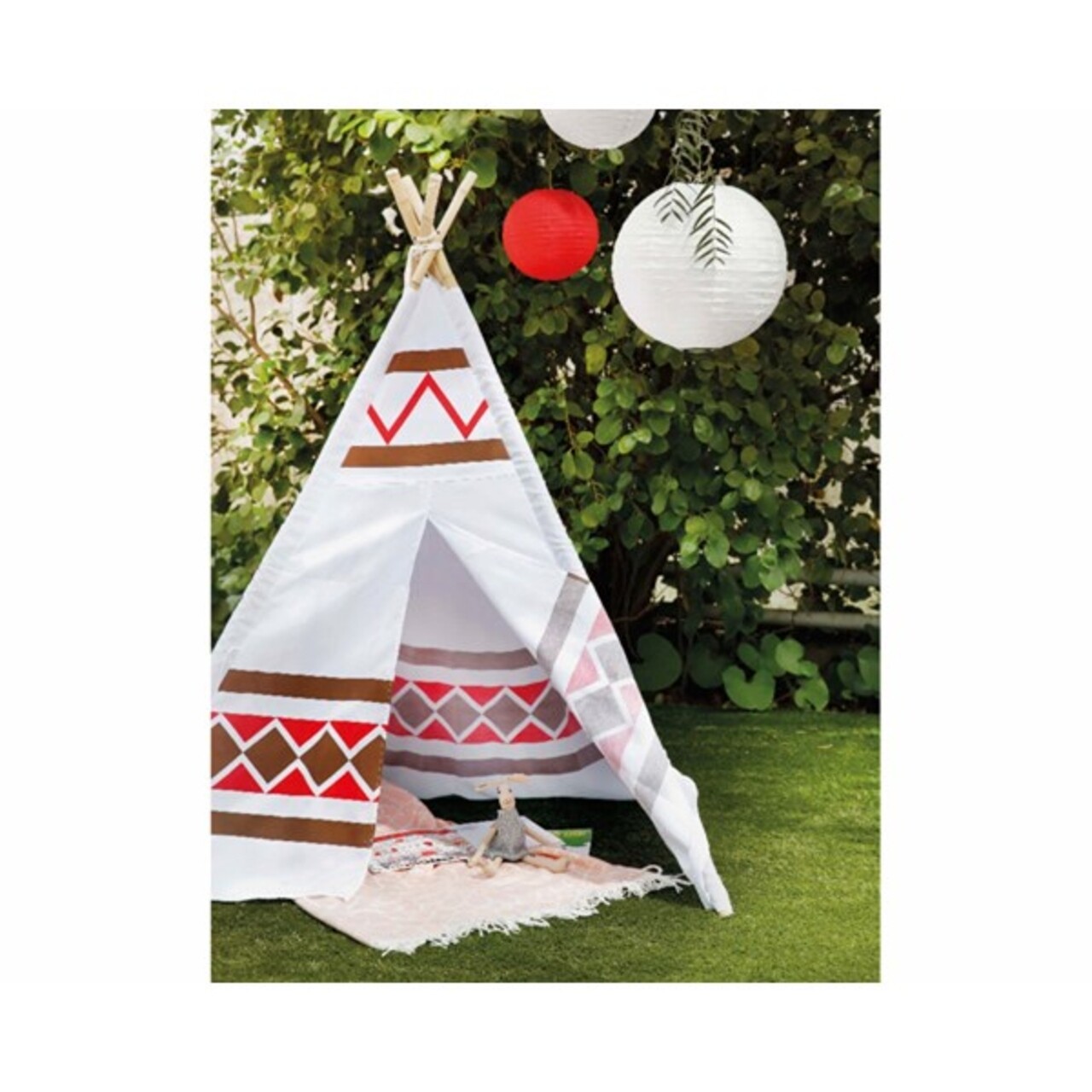 Cort de gradina pentru copii Tepee, Decoris, 120x120x155 cm, poliester, multicolor - 1 | YEO