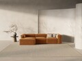 Coltar stanga 3 locuri, Bergamo, Cosmopolitan Design, 304x152x70 cm, tesatura structurata, gri maro