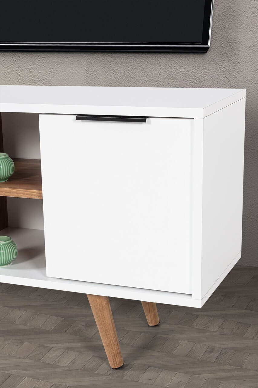 Comoda TV, Hanah Home, Sina 3318, 130x59x35 cm, PAL, Alb/Maro — imaginea 5