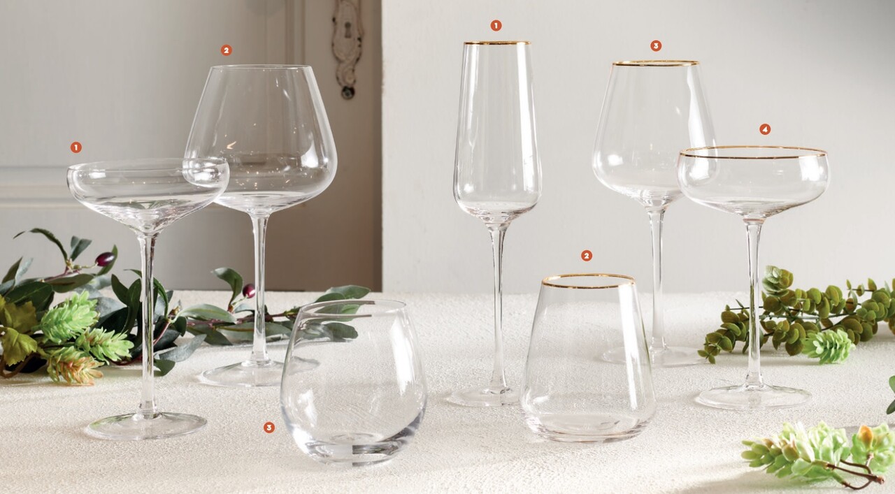 Set 4 pahare de vin, Smooth, Brandani, 8x23.5 cm, sticla
