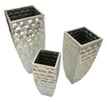 Set 3 ghivece / vase decorative Argy, Mauro Ferretti, 38.1x38.1x90.8 cm, fier, argintiu
