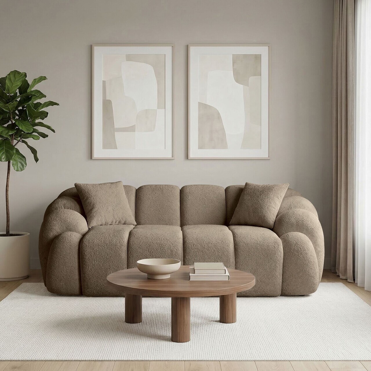 Canapea 2 locuri, Atelier del Sofa, 752EST2502, Lemn de carpen/PAL melaminat, Maro - view 2