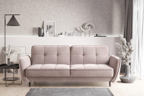 Canapea extensibila 3 locuri ELTAP, SO-BEL-101GO, Bellis, 220x90x83 cm, lemn/poliester, roz deschis