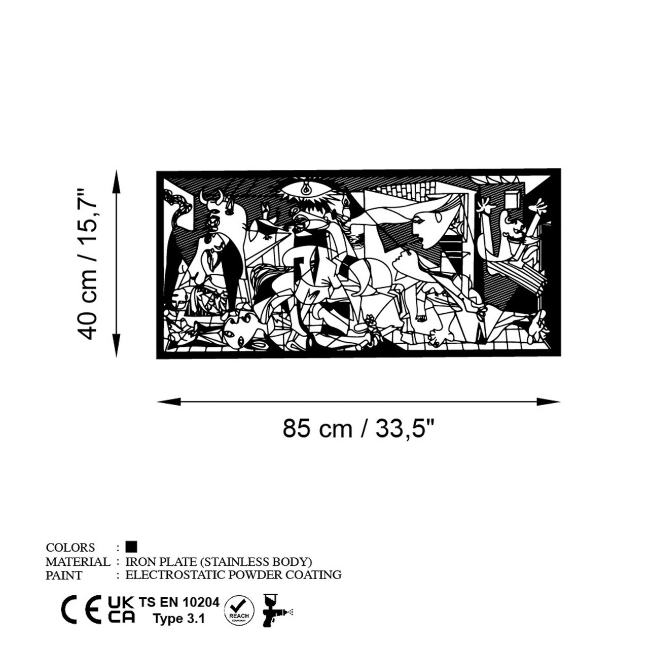 Decoratiune de perete, Pıcassso, Dimensiuni: 85 x 40 cm, Negru - view 6