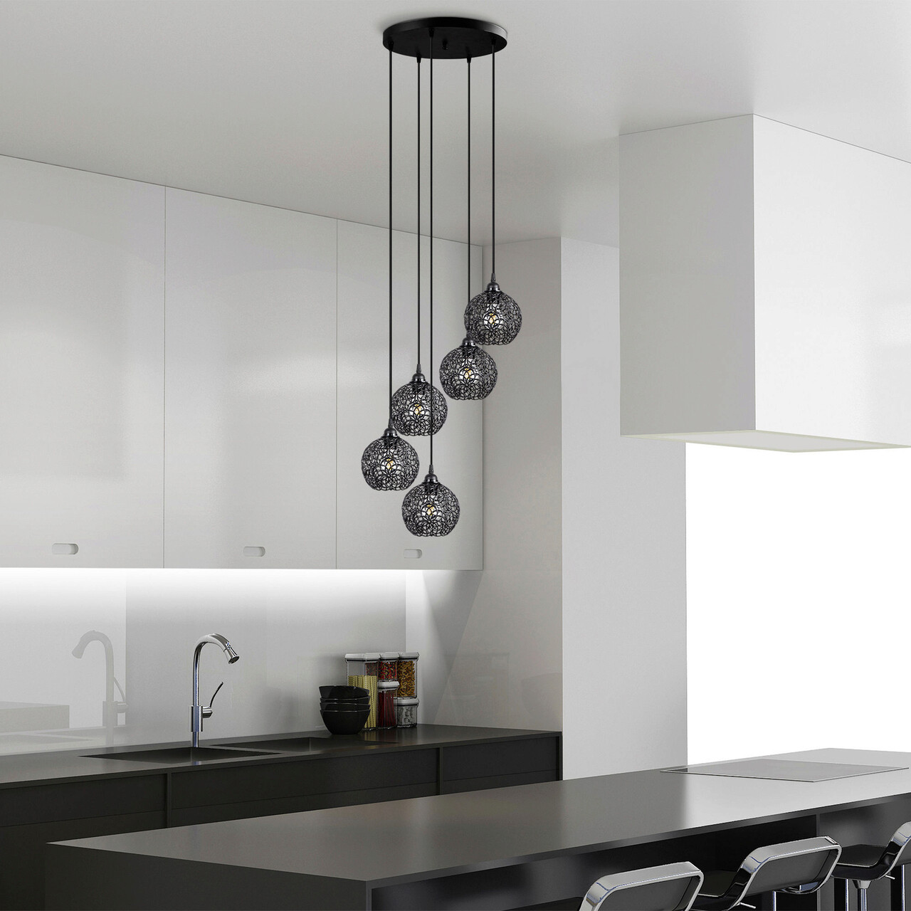 Lustra, Fulgor, 942FLG1453, Metal, Negru - 1 | YEO