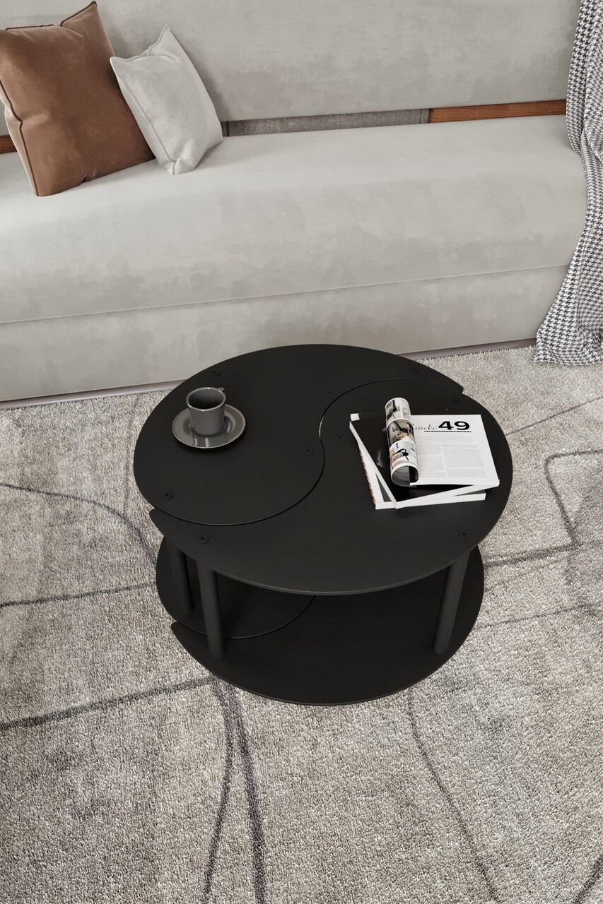Set masute de cafea, Hanah Home, Yin Yang 2, MDF , Negru - view 2