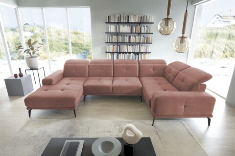 Coltar dreapta 6 locuri ELTAP, RT-24NU, Neviro, 350x201x77 cm, lemn/poliester, roz