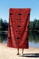 Prosop de plaja, Astacura, Crossfit Red 90, 90x150 cm, 70% poliester/30% poliamida, Multicolor