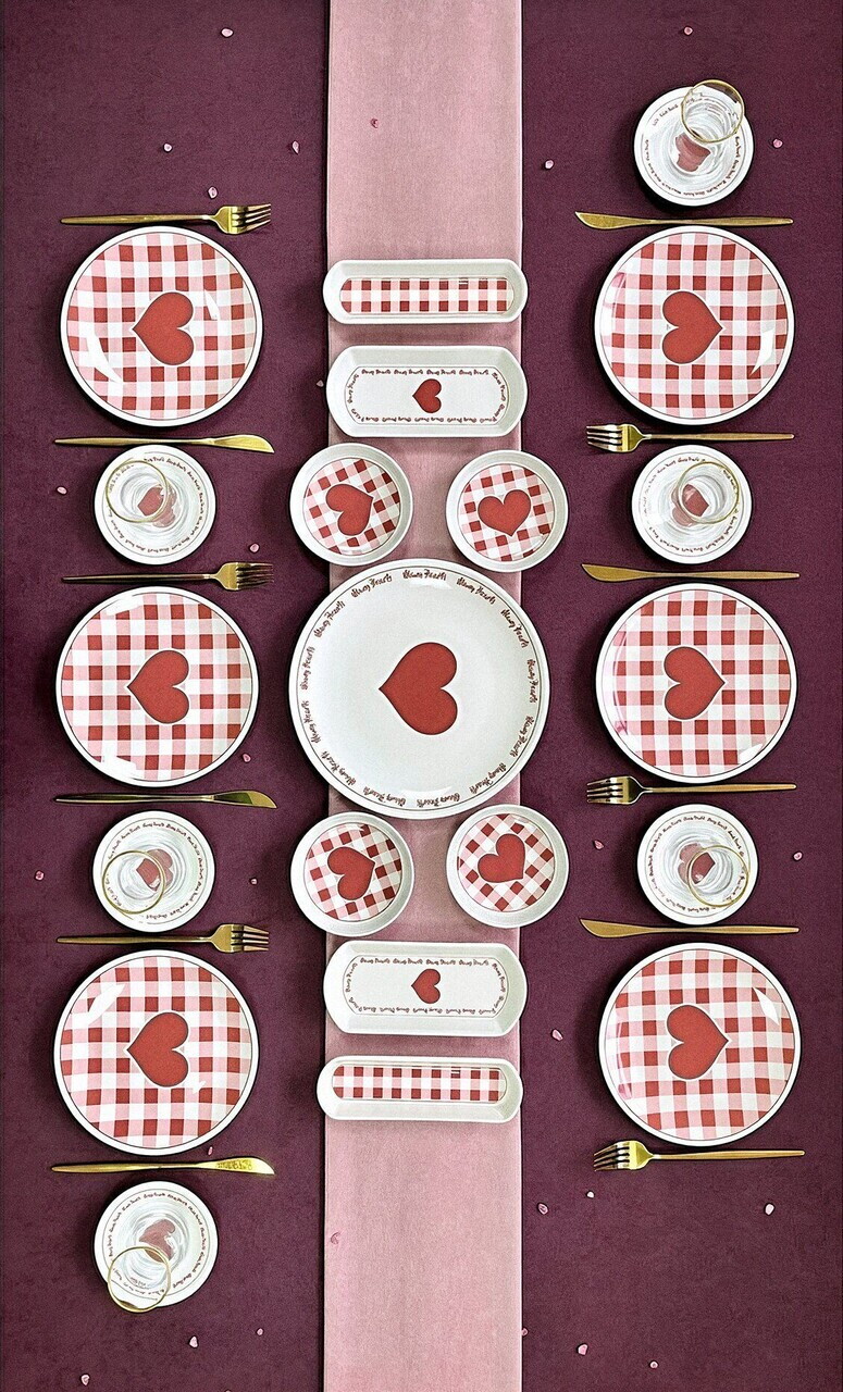 Set de mic dejun Hermia 759NRE1141 CERAMICĂ Farfurie de servire: 20 x 20 cm (6 bucăți) Roz/Alb