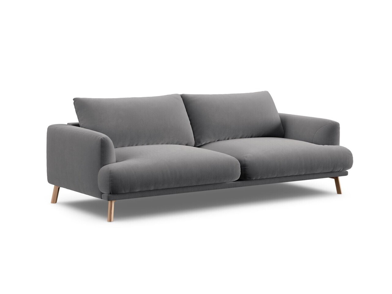 Canapea 3 locuri, Naomi, Micadoni Home, 200x95x75 cm, catifea, gri — imaginea 3