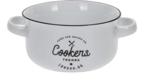 Bol pentru supa Cookers, 17x13x6.5 cm, portelan, alb Excellent Houseware