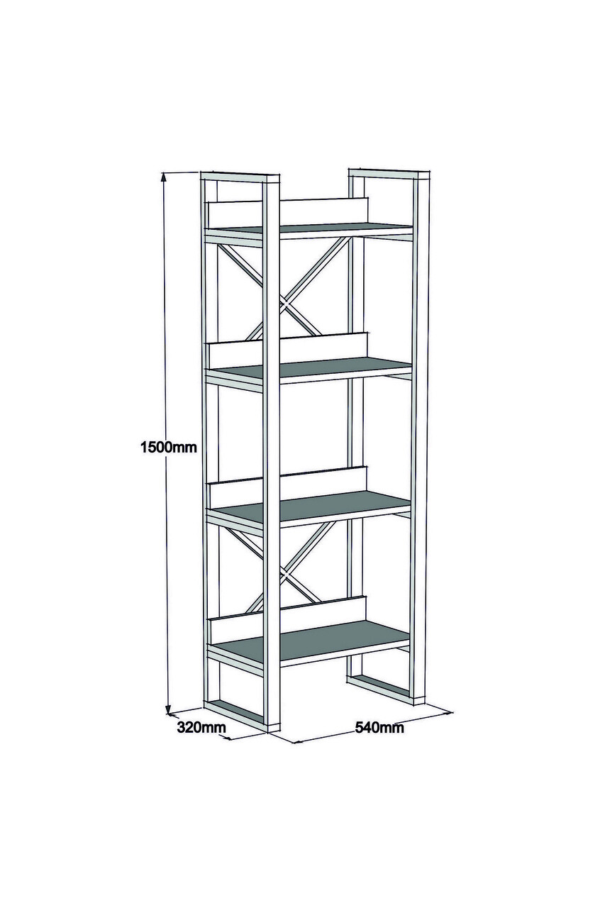 Corp biblioteca, Puqa Design, Adisa, 63x150x32 cm, PAL, Alb