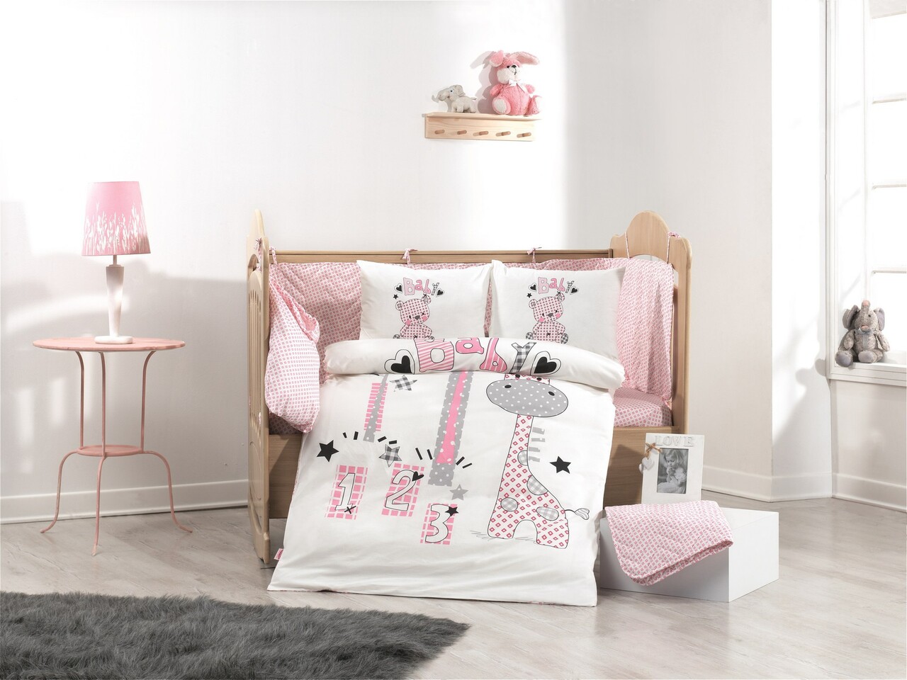 Lenjerie de pat pentru copii 4 piese, Buddy - Pink, Hobby, Bumbac Poplin