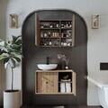 Set Dulap de Baie cu Chiuvetă și Oglindă (2 Piese), Hanah Home, 2552, MDF, Maro