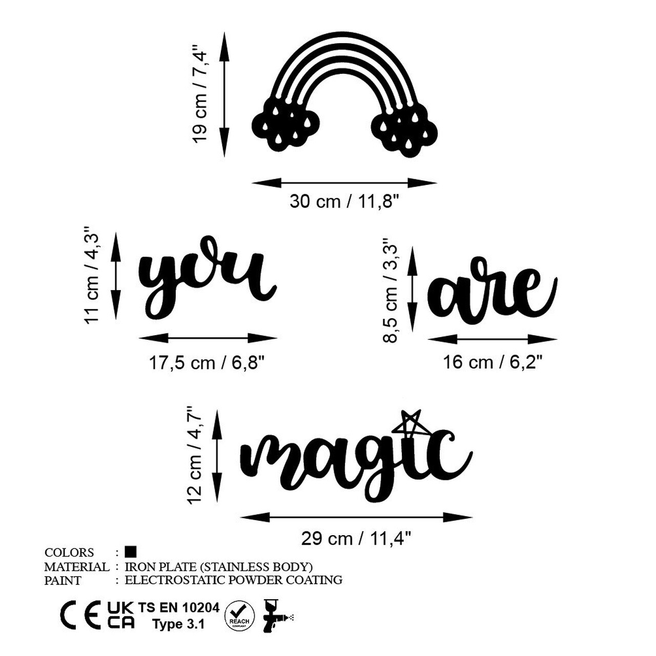 Decoratiune de perete, You're Magic, Dimensiune: 30 x 19 cm (1 bucată), Negru — imaginea 6