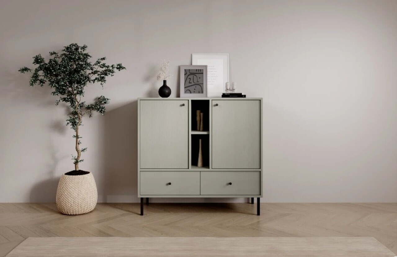 Comoda ADRK, Tili 2D 2S 2P, 100.2x40.8x95 cm, PAL laminat, verde eucalipt