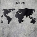 Decoratiune de perete, World Map Silhouette XL, Metal, Dimensiune: 85 x 170 cm, Negru