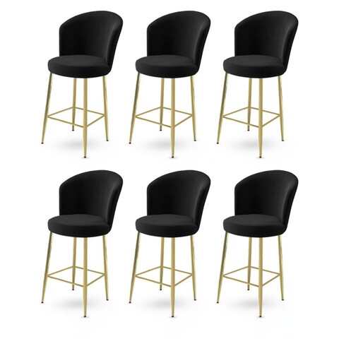 Set scaune de bar 6 piese, Charlotte, Fora, Metal, Negru