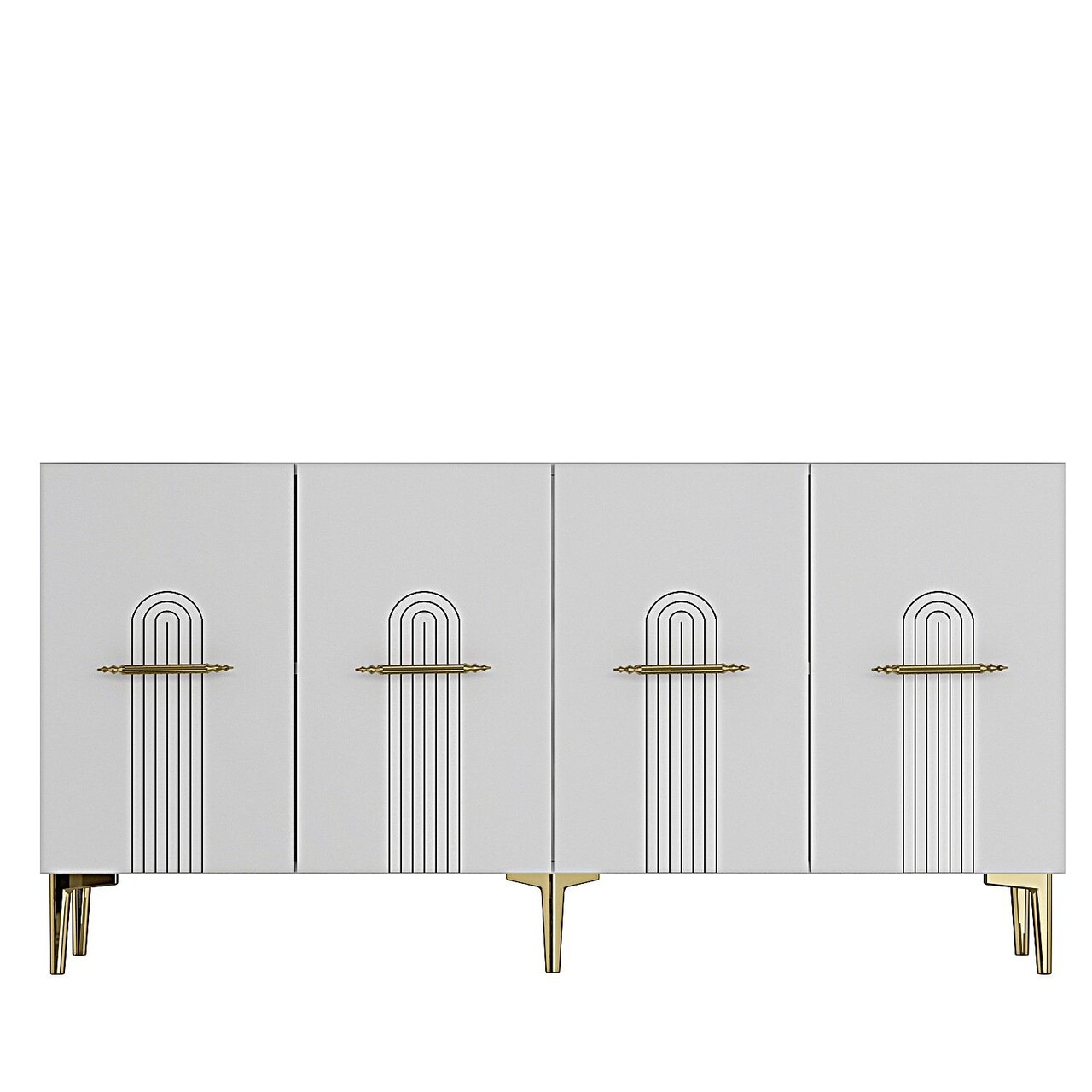 Consola, Hanah Home, Ida 150, 150x75x32 cm, Alb/Auriu - view 7
