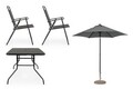 Set mobilier de gradina 8 piese Pompei, Bizzotto, pentru 6 persoane, otel/sticla temperata/textilena 2x1, antracit