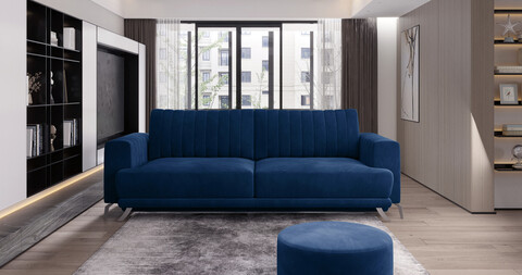 Canapea extensibila 4 locuri ELTAP, SO-ELI-40LU, Elise, 250x95x90 cm, lemn/poliester, albastru inchis