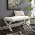 Taburet, Qunef, Pelona Capraz Pouffe 120, 40x120 cm, Cadru: 100% MDF, Alb