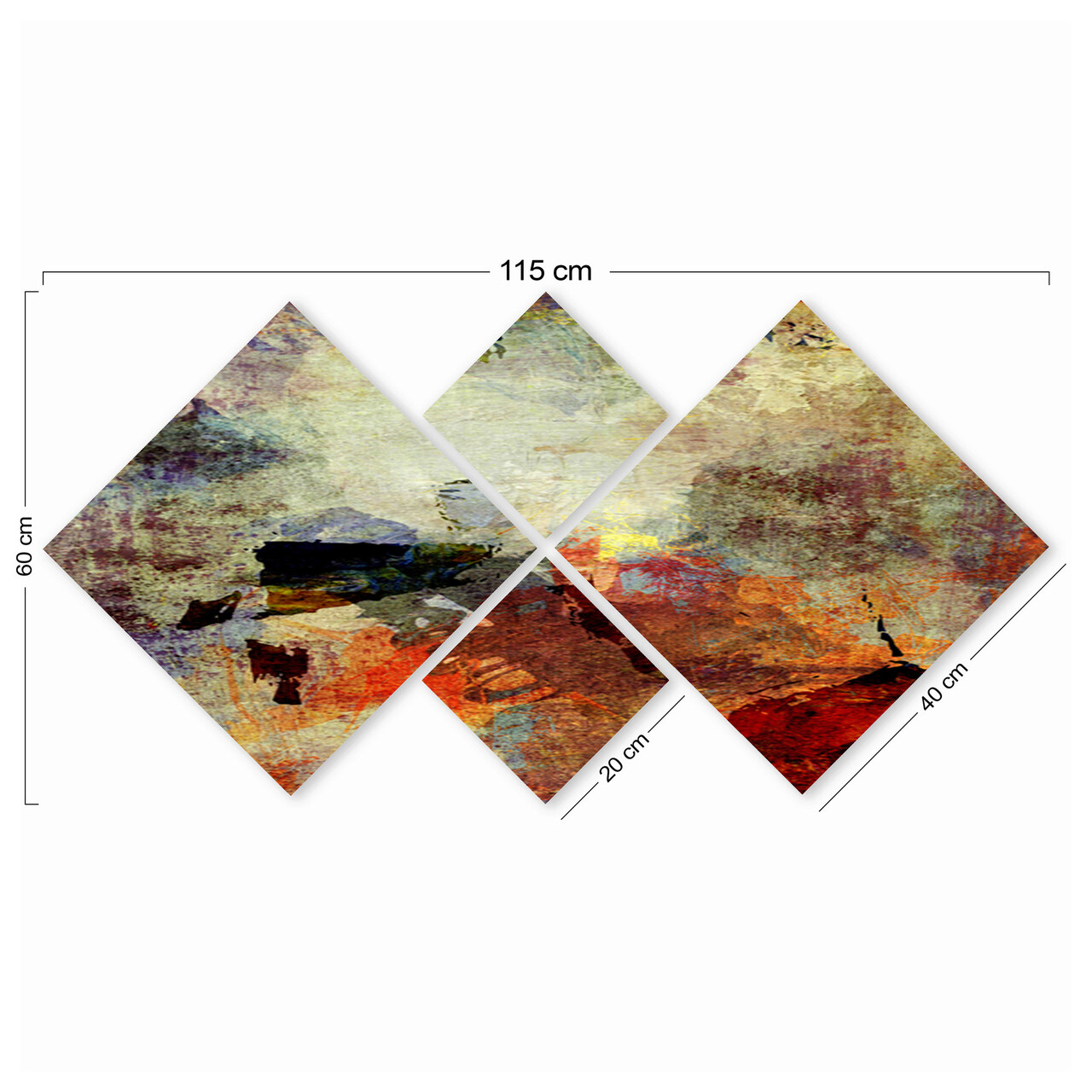 Set 4 tablouri decorative, 4MDF79208944, MDF, Imprimat UV, Multicolor