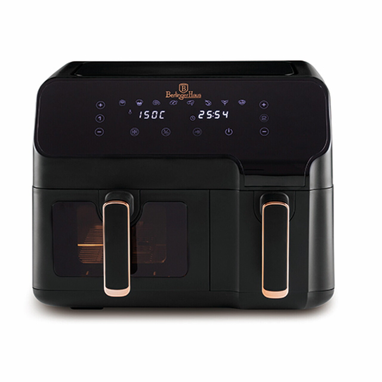 Friteuza dubla cu aer cald Berlinger Haus, Black Rose, 2700W, 5.5+3.5 L, negru - imagine 2