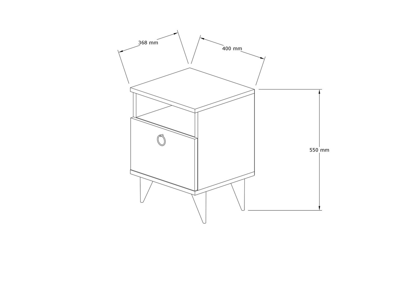 Noptiera, Puqa Design, Barlo, 40x50x40 cm, PAL, Alb