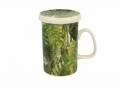 Cana cu infuzor Foglie, Duo, 320 ml, portelan, verde