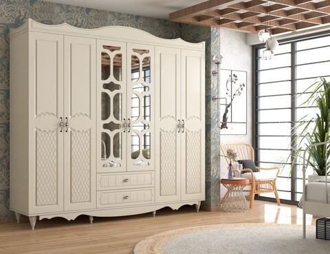 Dulap pentru haine, Rabi, Rb-049, 210x190x52 cm, Alb mat