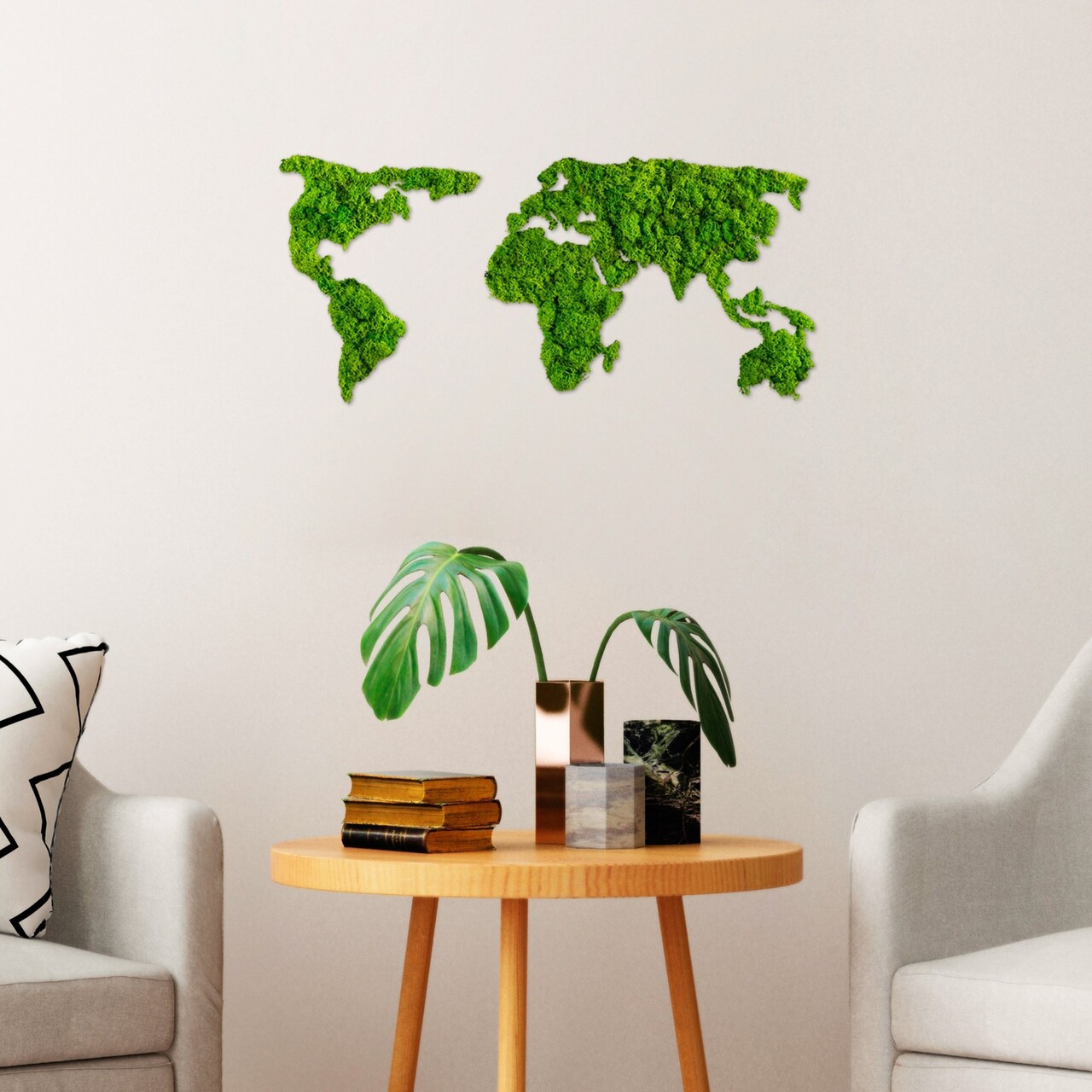 Decoratiune de perete, World Map, Dimensiuni: 70 x 32 cm, Verde - view 4
