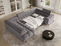 Coltar extensibil stanga 3 locuri ELTAP, LT-04AU, Fectory, 346x205x93 cm, lemn/poliester, gri inchis