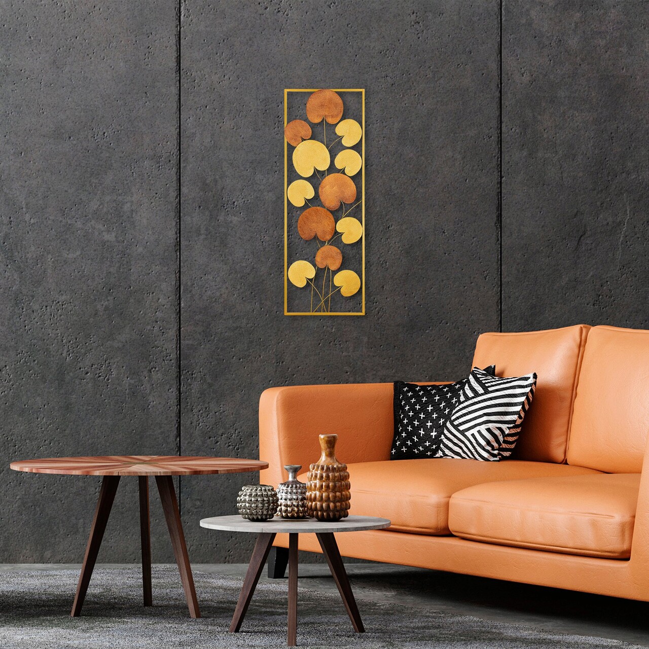 Decoratiune de perete, Catalpa, Metal, Dimensiune: 32 x 90 cm, Multicolor - 2 | YEO