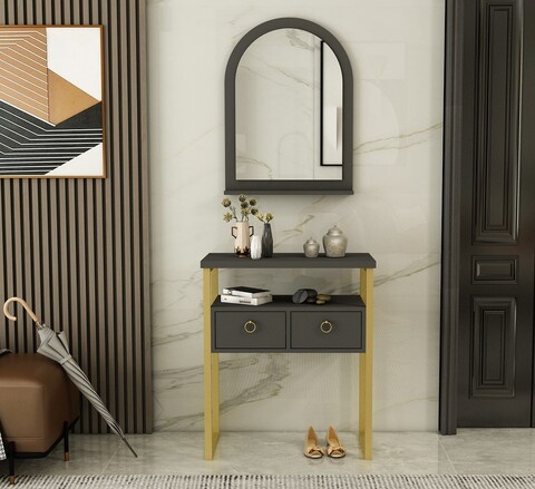 Dulap, Coraline, Mipa Mirrored, Antracit / Aur