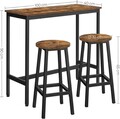 Set masa de bar si 2 scaune, Vasagle, 100x40x90 cm / 32x32x65 cm, PAL/otel, maro rustic