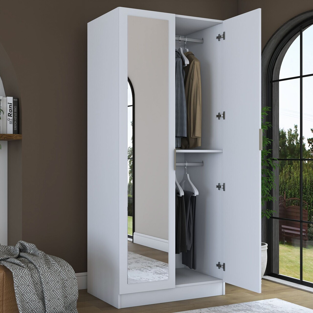 Dulap pentru haine, Hanah Home, BA230, 90x210x57.5 cm, PAL melaminat, Alb - view 3