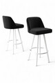 Set scaun de bar (4 bucăți), Charlotte, Atex, Alb/Negru