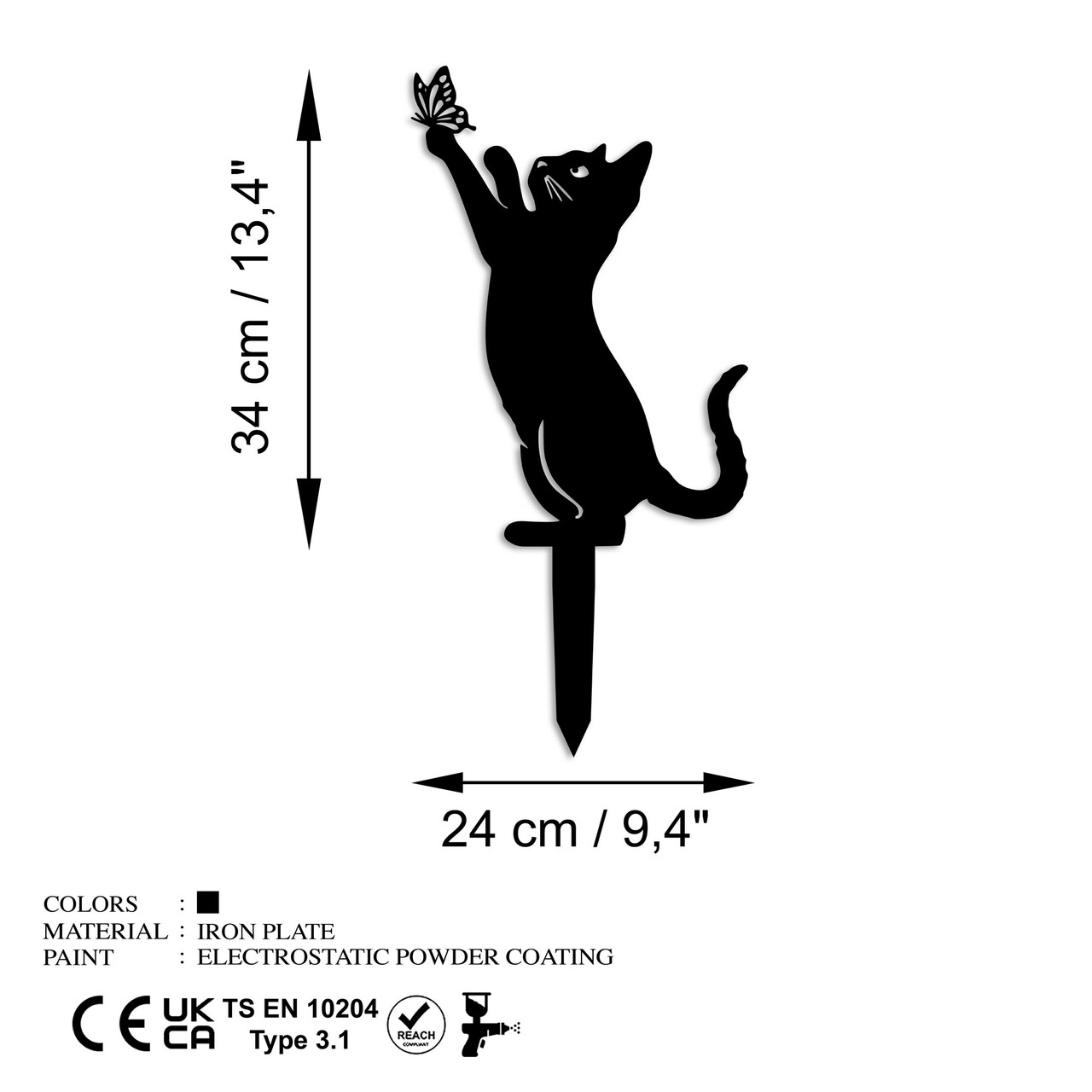 Obiect decorativ de grădină, Cat 01, 49x24 cm, Negru - view 6