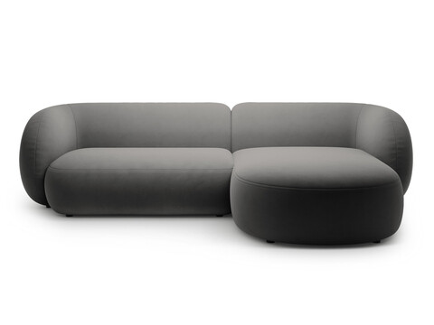 Coltar dreapta 3 locuri, Kate, Micadoni, 285x176x76 cm, catifea, gri inchis