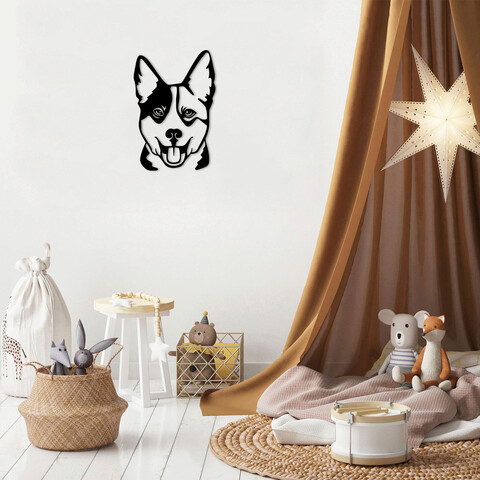 Decoratiune de perete, dog 10, metal, dimensiune: 34 x 50 cm, negru