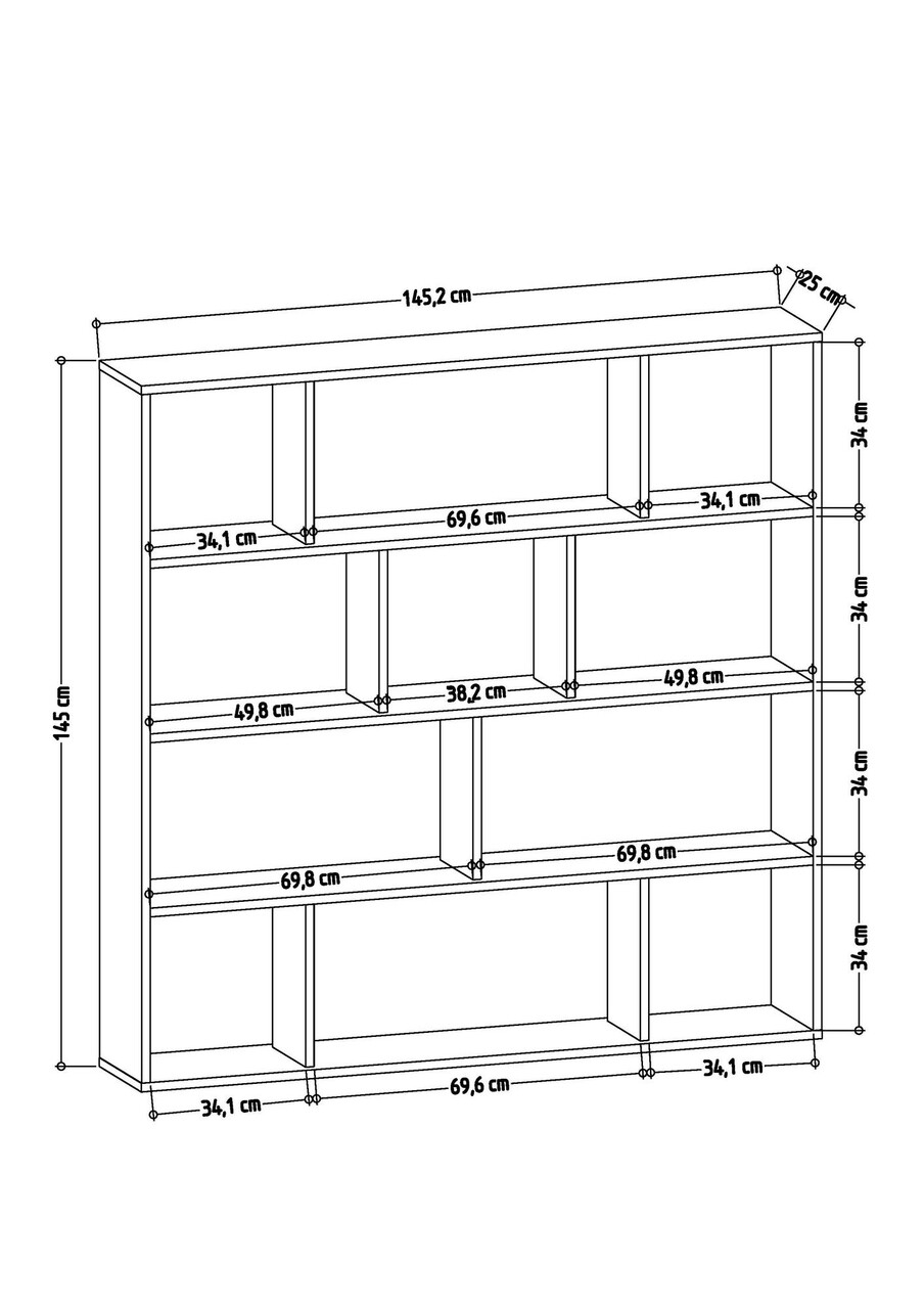 Biblioteca, Colman, Hodbi 935CMN1110, 145.2 X 25 X 145 Cm, Pal Melaminat, Stejar/antracit